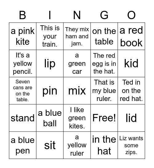 Dino 1A Revision 4-6 Bingo Card