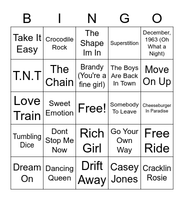 70s #2 Bingo Card
