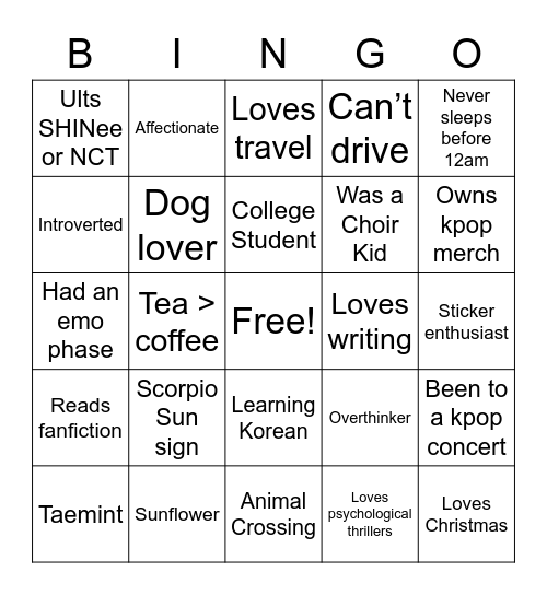 gabby bingo! :D Bingo Card