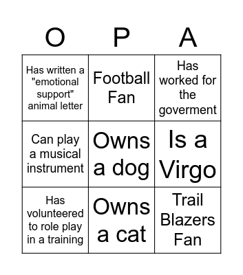 Get To Know You Bingo Card