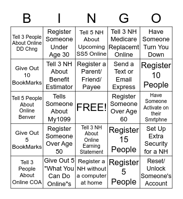 My Social Security  Bingo Card