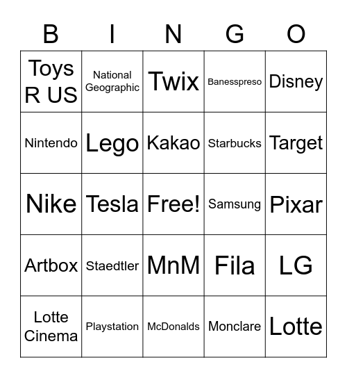 Companies Bingo Card