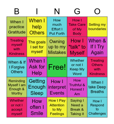 THINGS I CAN CONTROL Bingo Card