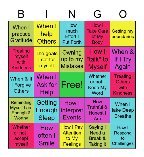 THINGS I CAN CONTROL Bingo Card