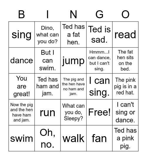 Dino 1A 7 Bingo Card