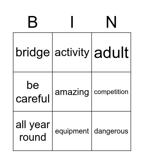aim high Bingo Card
