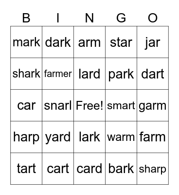 r-controlled Bingo Card