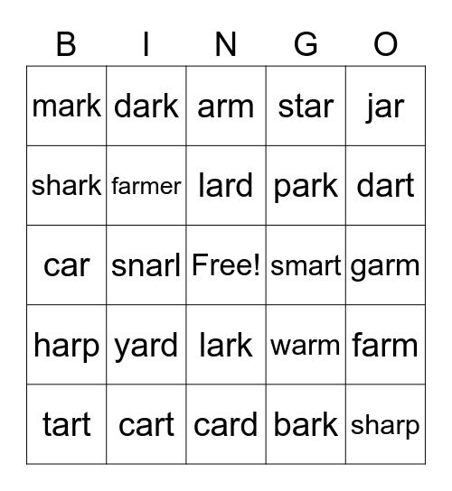 r-controlled Bingo Card