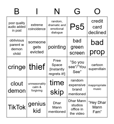 Dar Mann Bingo JJ Edit 2 Bingo Card