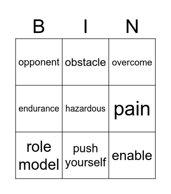 Vocabulary Bingo Card