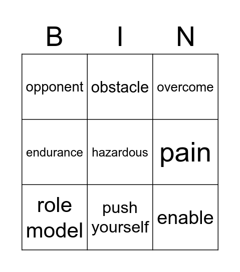 Vocabulary Bingo Card