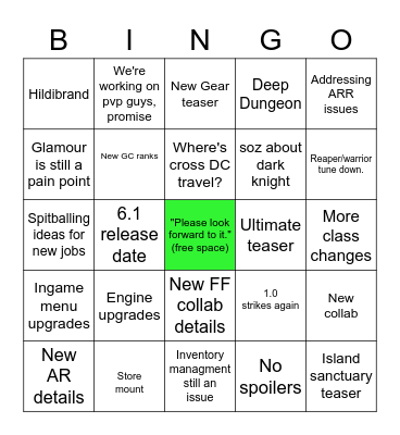 FFXIV LL LXVIII Bingo Card
