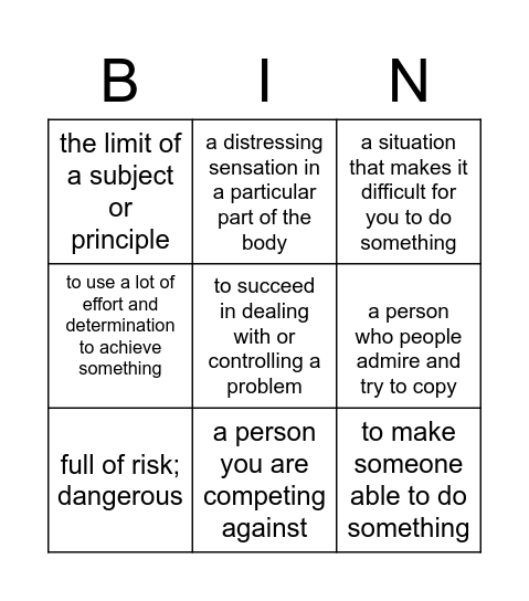 Vocabulary chapter 1 Bingo Card