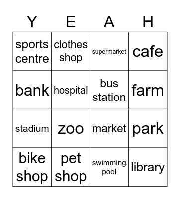 In the city! Bingo Card