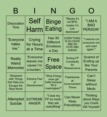 BPD BINGO Card
