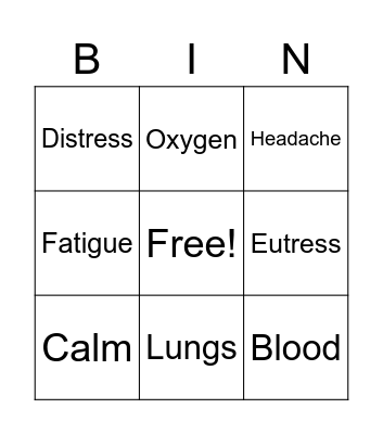 Vocabulary Bingo Card