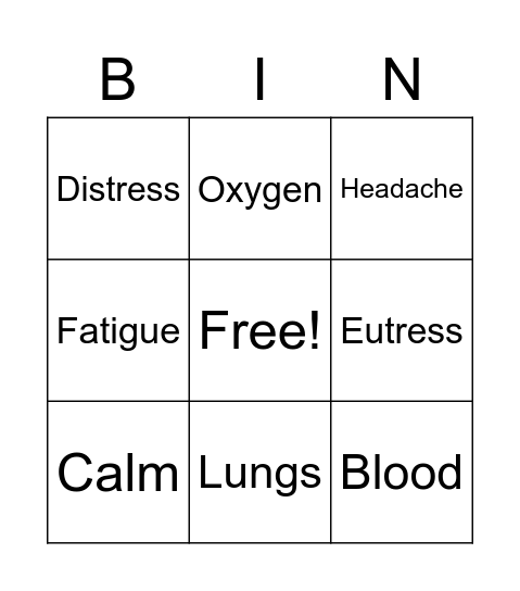 Vocabulary Bingo Card