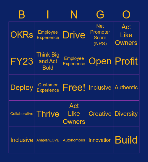 GTOKO Bingo! Bingo Card