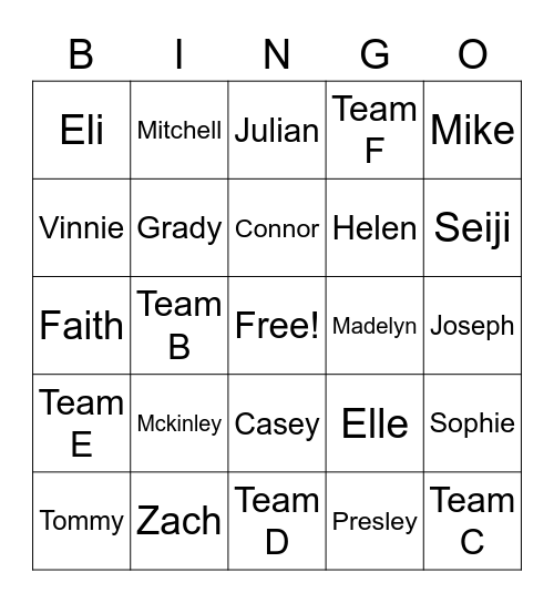 Period 2 Bingo Card