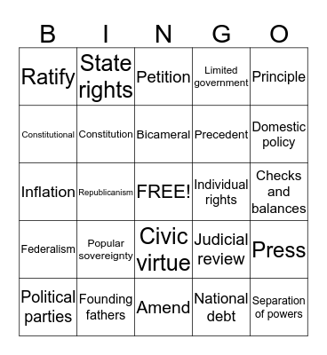 3rd 6 Weeks Vocabulary Bingo Card