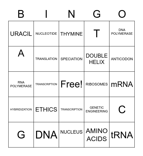 GENETICS BINGO! Bingo Card