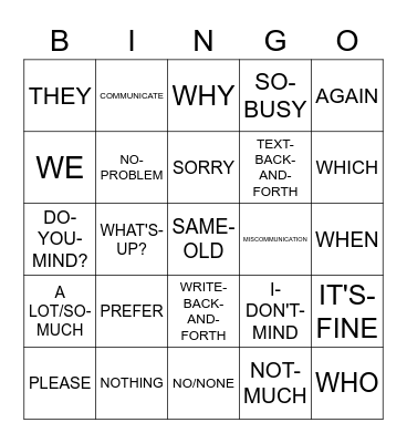 ASL Conversation Bingo Card