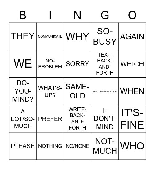 ASL Conversation Bingo Card