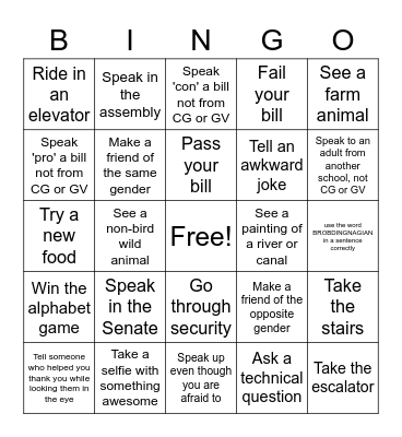 YAG bingo Card