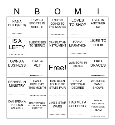 FIND SOMEONE WHO ICE BREAKER BINGO Card