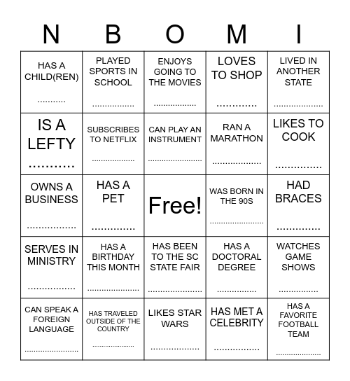 FIND SOMEONE WHO ICE BREAKER BINGO Card