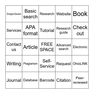 Pfeiffer Library Bingo Card