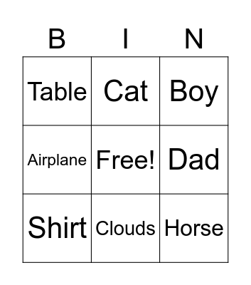 English Bingo! Bingo Card