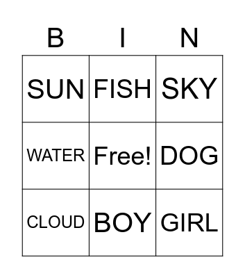 ENGLISH BINGO Card