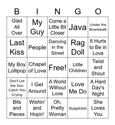 1964 Billboard Bingo Card
