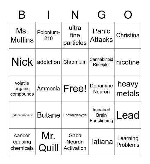 Health Bingo Card