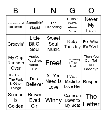 1967 Billboard Bingo Card