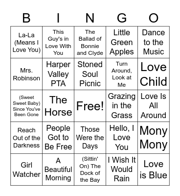 1968 Billboard Bingo Card