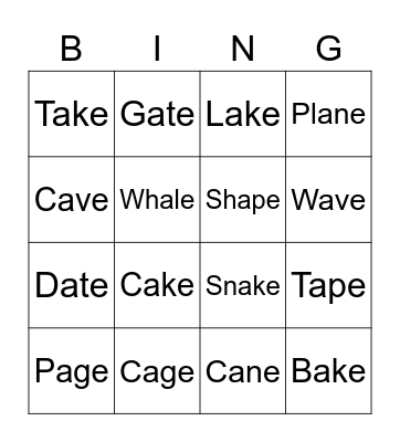a_e Bingo Card