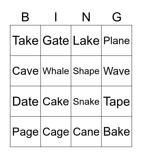 a_e Bingo Card