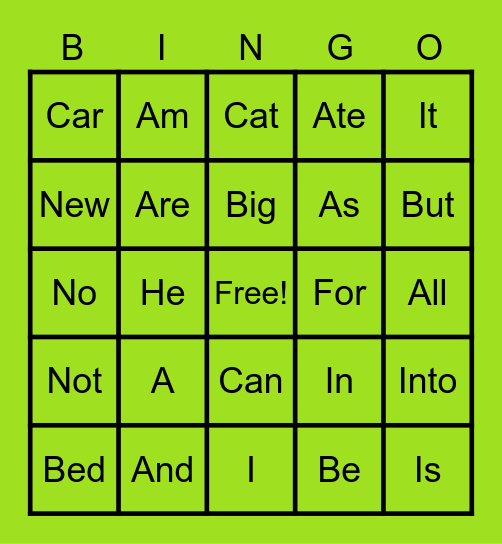 Word  Bingo Card