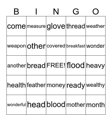 Ambiguous words Bingo Card