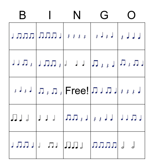 RHYTHM BINGO (+half notes!) Bingo Card