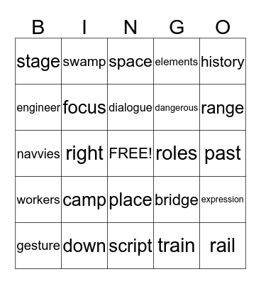 History stage words Bingo Card