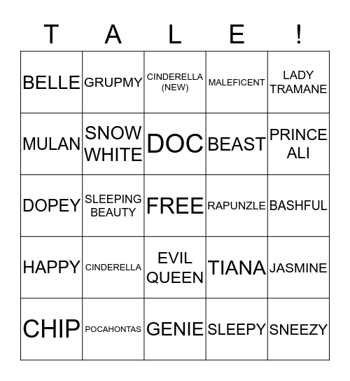 FAIRY Bingo Card