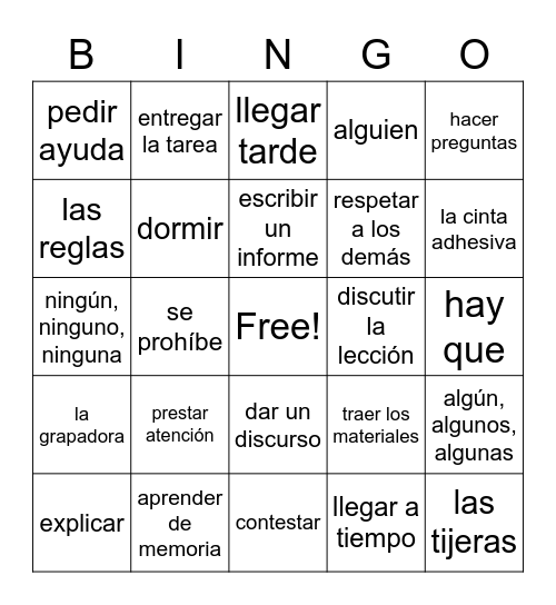 Capítulo 1A Bingo Card