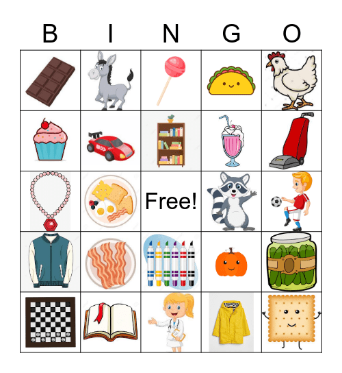 Medial /k/ Bingo Card