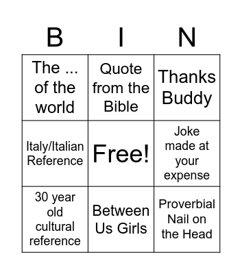 Michaelisms Bingo Card