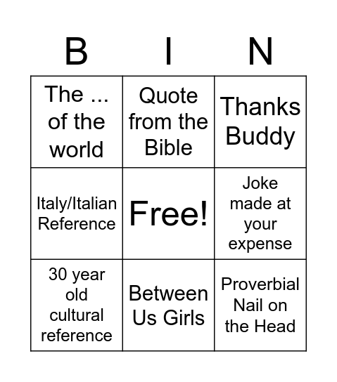 Michaelisms Bingo Card