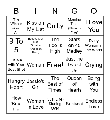 1981 Billboard Bingo Card