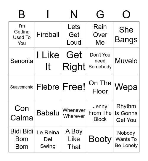 Hits By Spanish Artists Bingo Card